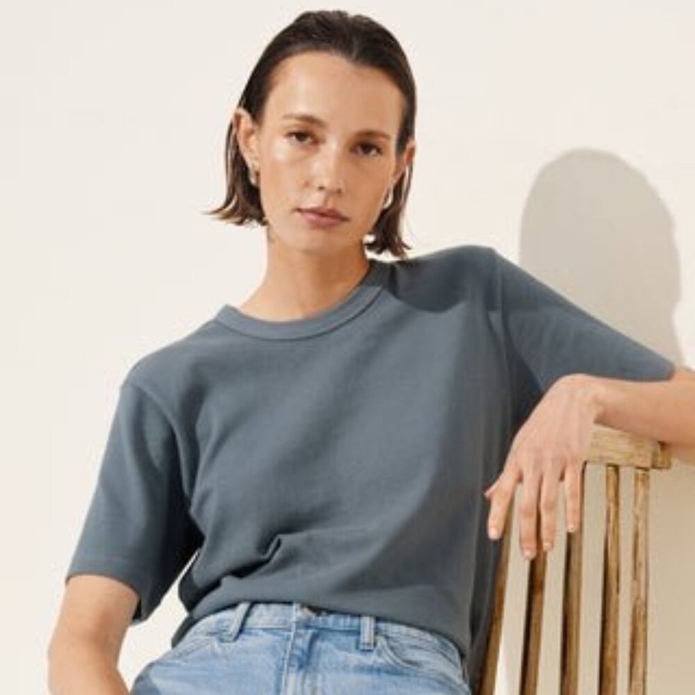 AYR The Practice Tee in Dime Knit Color Tidepool XS